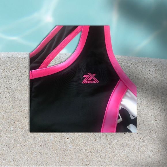 ZEROXPOSUR One Piece Swimsuit Jungle Kitten Black/Pink/White Girls 14 - Picture 4 of 6